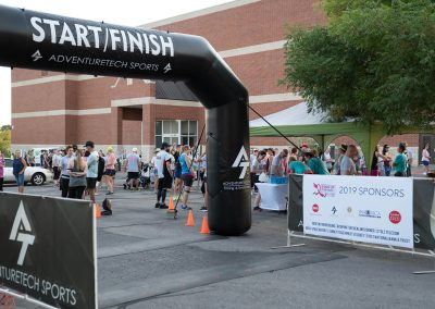 The start and finish line of a 5k fundraiser race