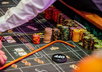 Stacks of poker chips sitting on a game table