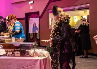 Woman at food table